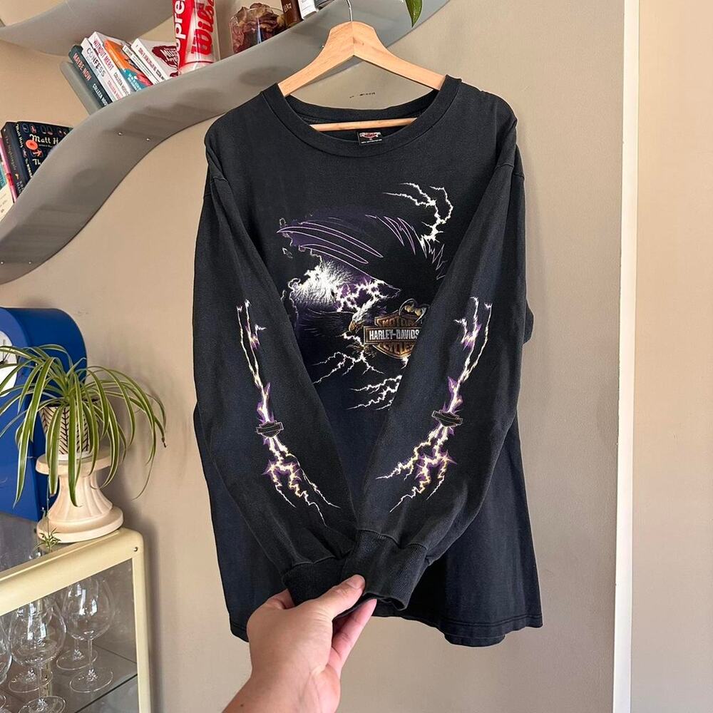 Vintage Harley Davidson Lighting Long Sleeve Shirt